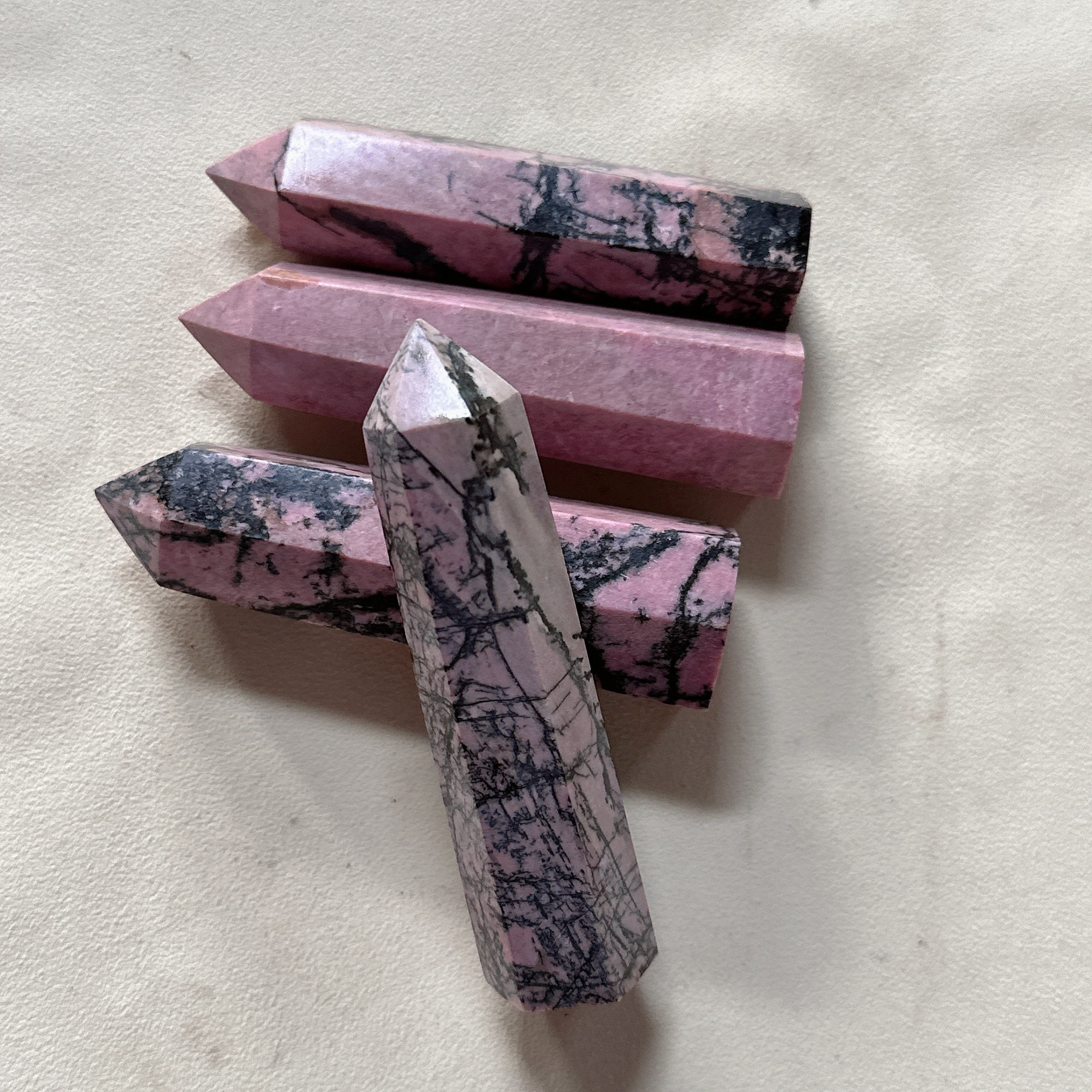 Rhodonite crystal obelisk tower - Spirit Crystals