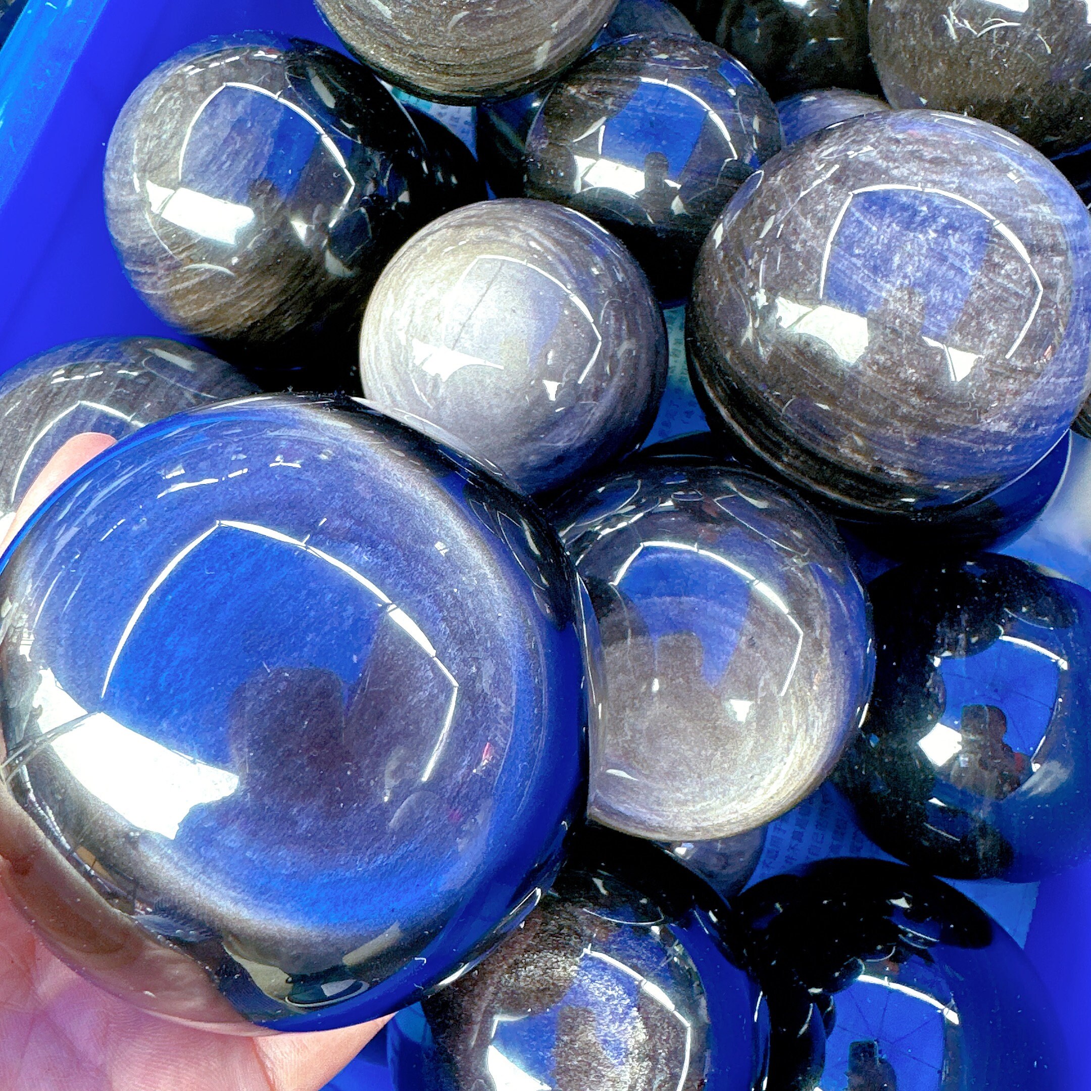 Silver Sheen Obsidian Crystal Sphere - Spirit Crystals