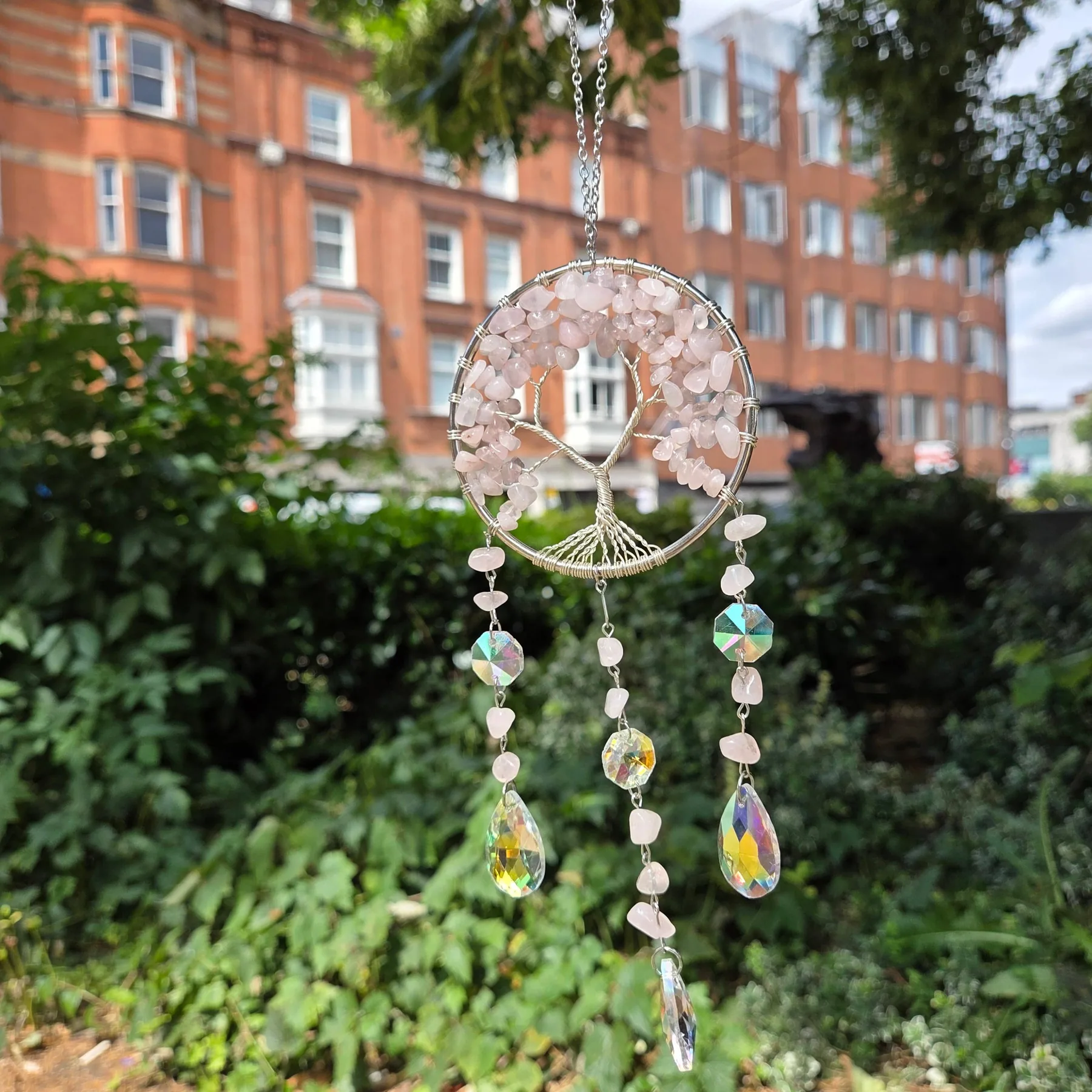 Rose Quartz Tree Suncatcher, 30cm