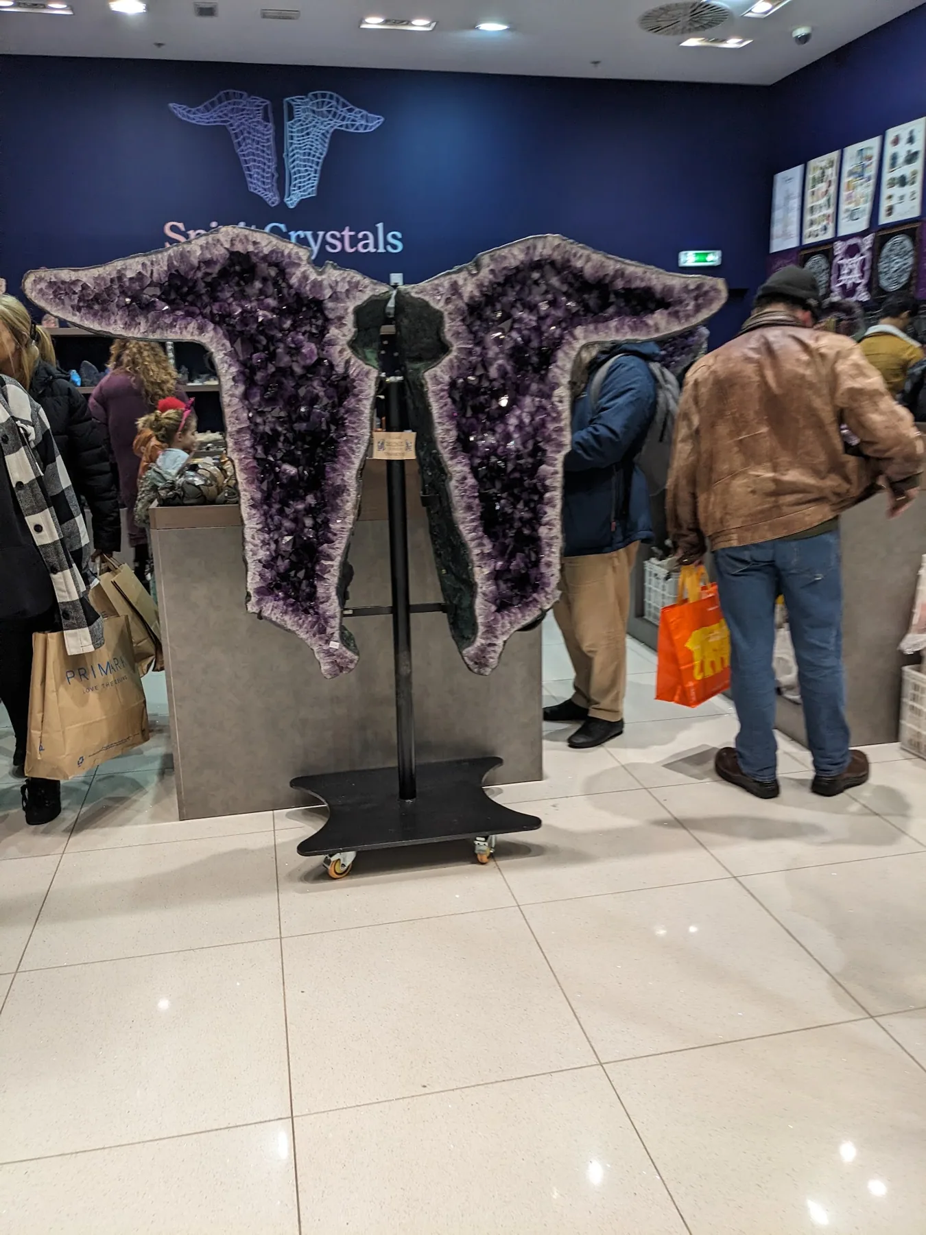 A giant amethyst angel-wings geode in our Derbion shop