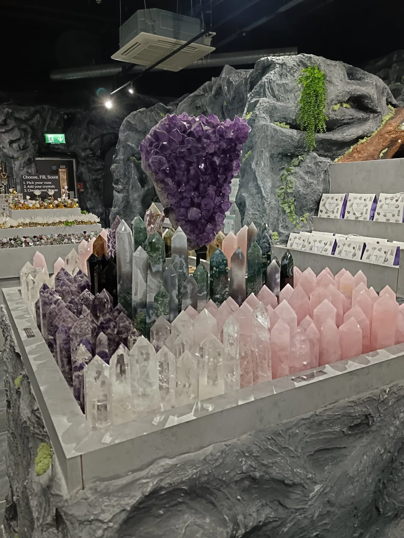 Amethyst and rose quartz in the Highcross shop