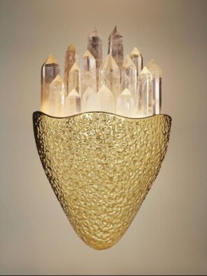 Brass Wall Lamp with Natural Crystals