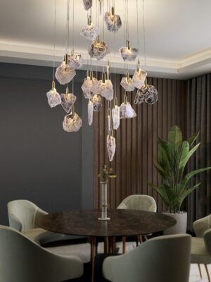 Dangling Quartz Slab Chandelier