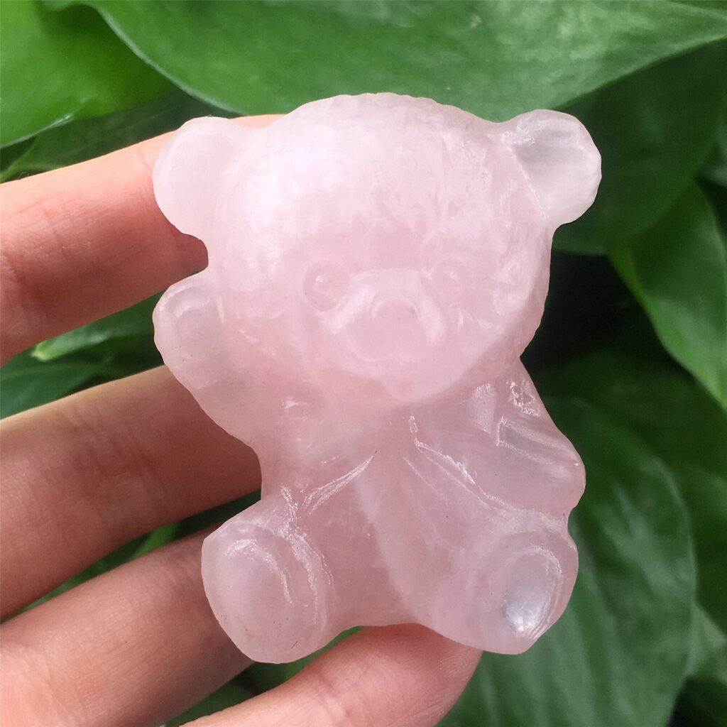 Rose Quartz Bear Crystal Carving