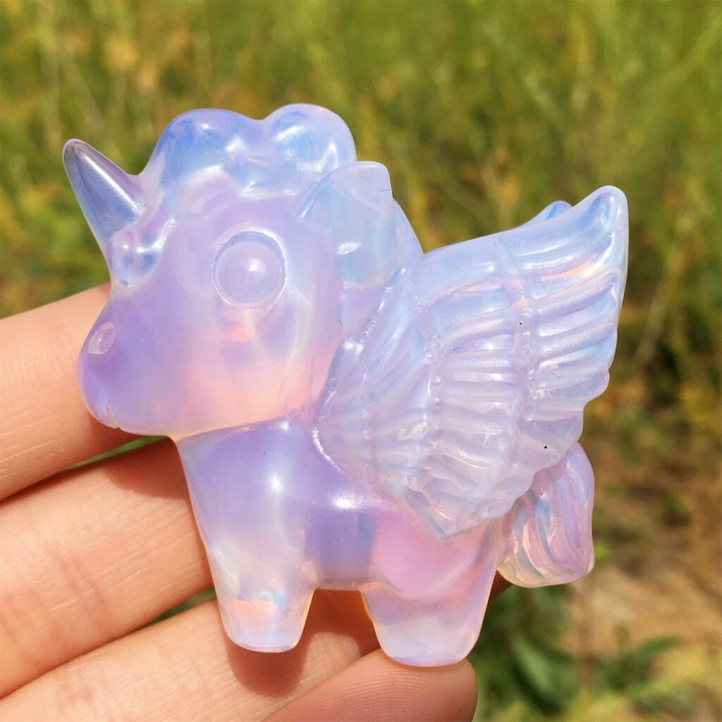 Opalite Unicorn Crystal Carving