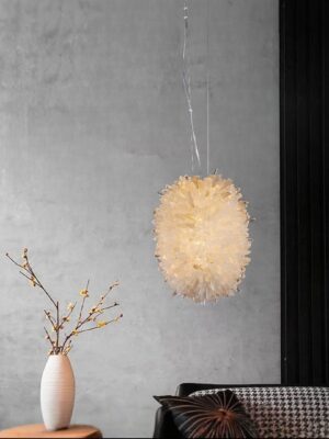 Thousand Clear Quartz Points Oval Pendant Lamp