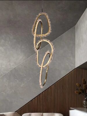 Interlinked Clear Quartz Points Suspended Lamp