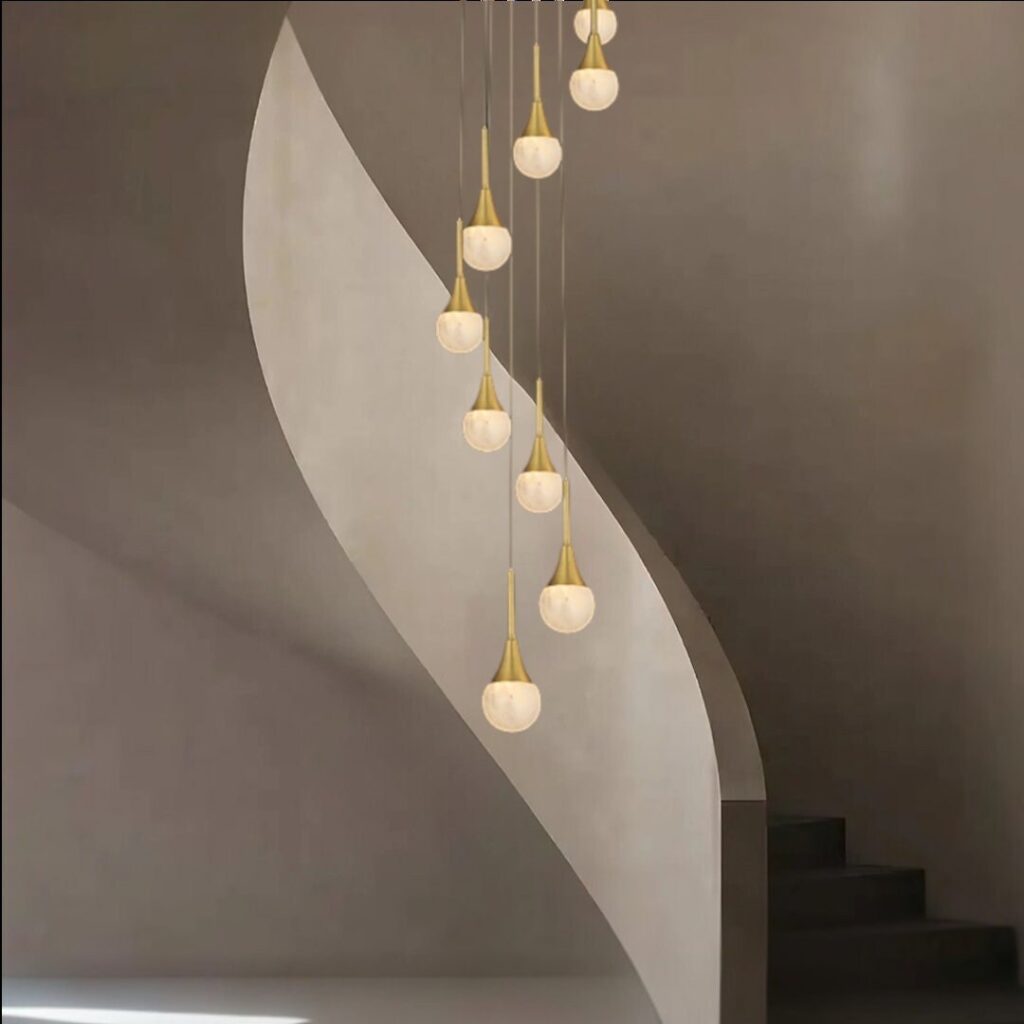 Clear Quartz Sphere Cascading Pendant Lamp