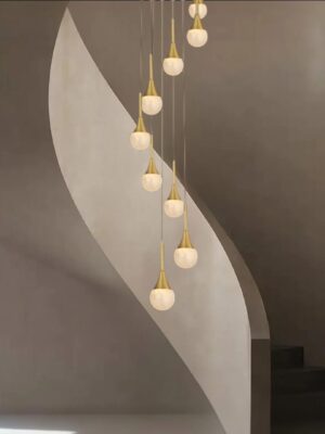 Clear Quartz Sphere Cascading Pendant Lamp