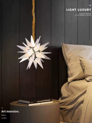 Clear Quartz Tower Merkaba Pendant Light