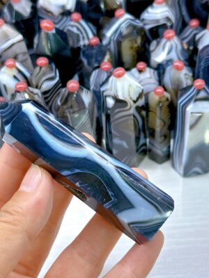 Black Sardonyx Agate Crystal Obelisk Tower