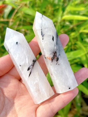Black Tourmaline Quartz Crystal Obelisk Tower (Quality B)