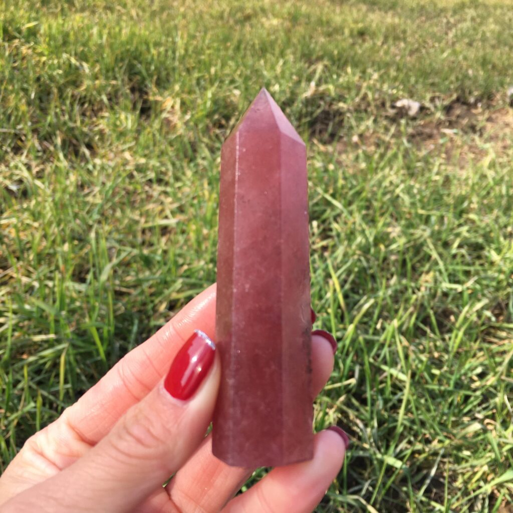 Strawberry Quartz Crystal Obelisk Tower