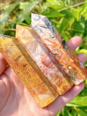 Crazy Lace Agate Crystal Obelisk Tower