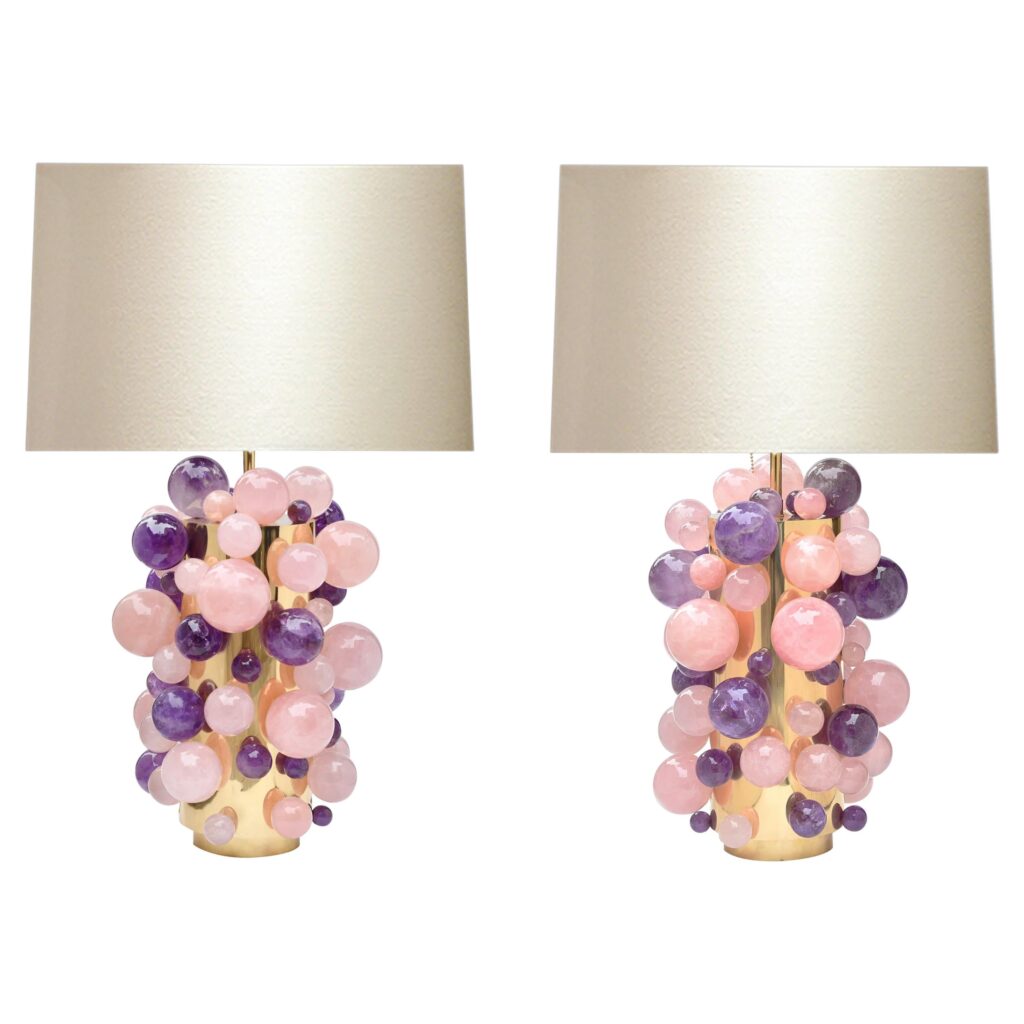 Amethyst and rose quartz crystal sphere Table Lamp