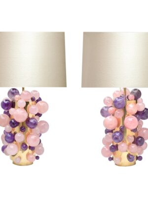 Amethyst and rose quartz crystal sphere Table Lamp