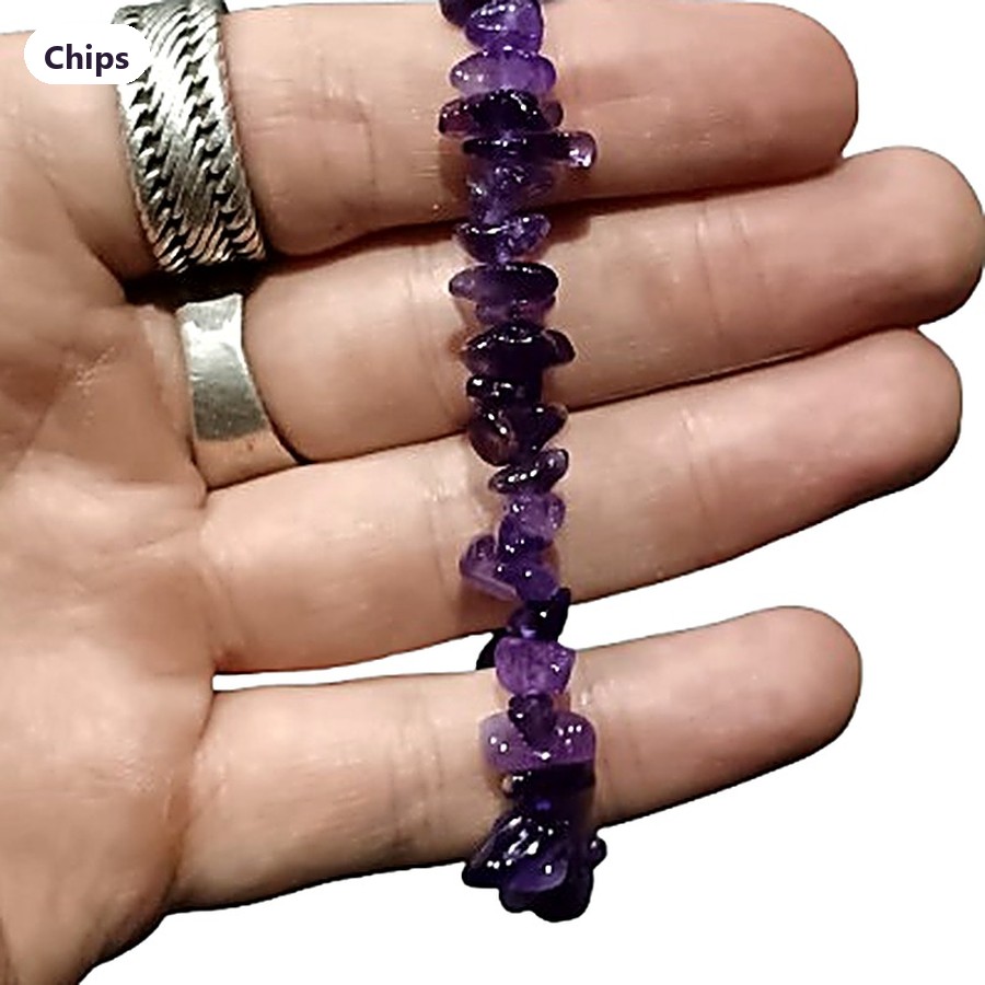 Crystal chip bracelets in a hand