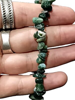 Crystal chip bracelets · Moss agate