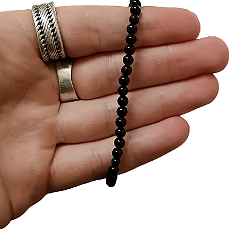 Obsidian 4mm bead bracelet