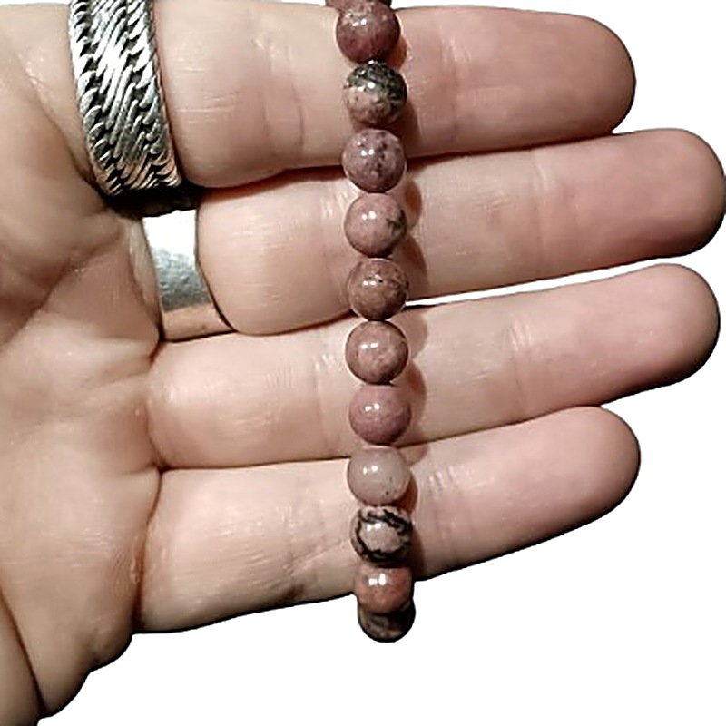 Rhodonite 8mm bead bracelet