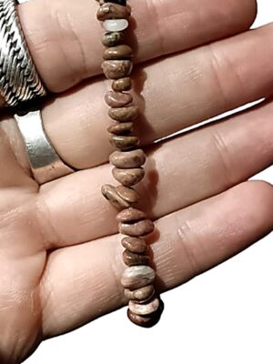 Crystal chip bracelets · Rhodonite