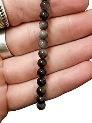 6mm Crystal bead bracelets · Silver sheen obsidian