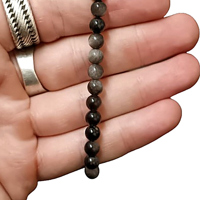 Silver Sheen Obsidian 6mm bead bracelet