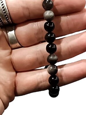 8mm Crystal bead bracelets · Silver sheen obsidian