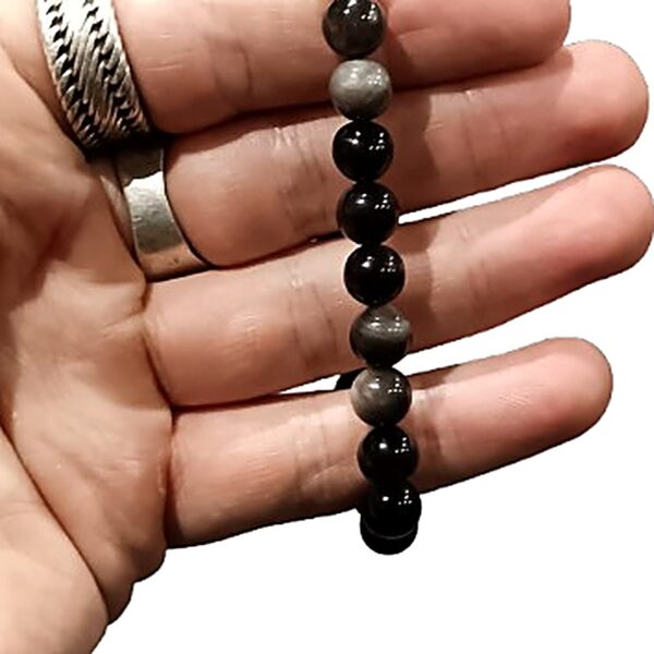 Silver Sheen Obsidian 8mm bead bracelet