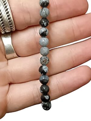 6mm Crystal bead bracelets · Snowflake obsidian