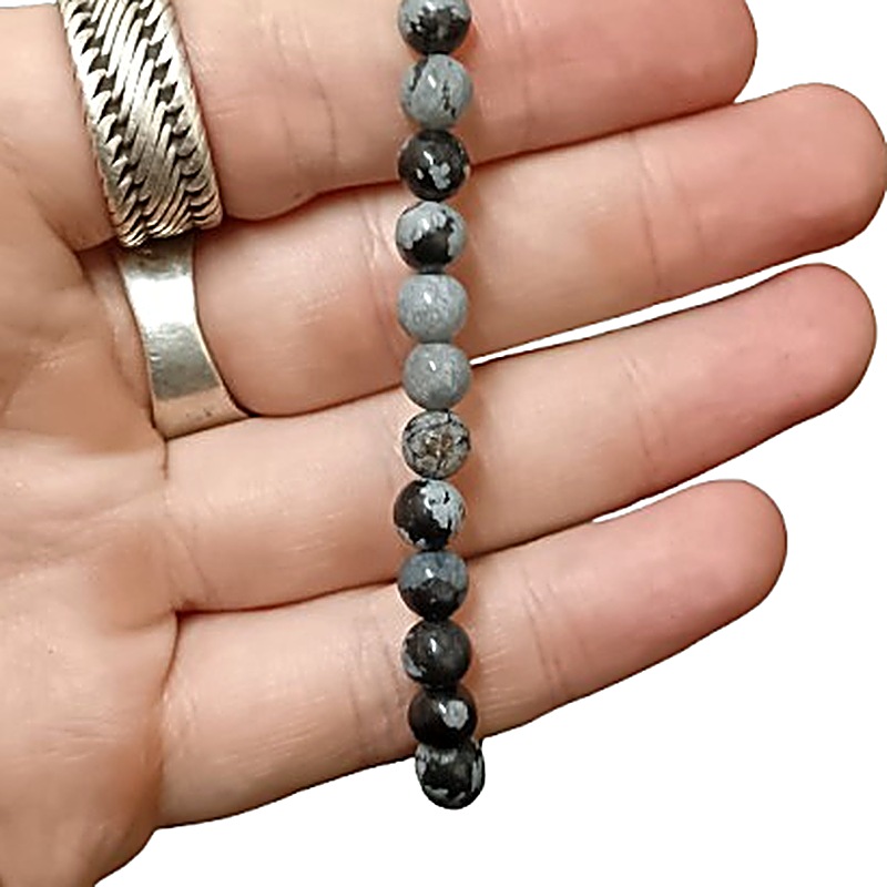 Snowflake Obsidian 6mm bead bracelet