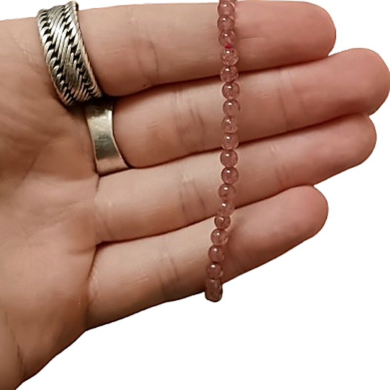 Red Strawberry Quartz 4mm bead bracelet