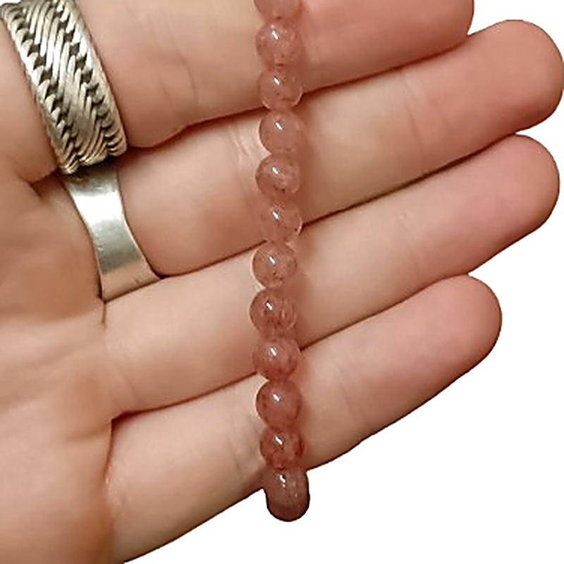 Red Strawberry Quartz 6mm bead bracelet