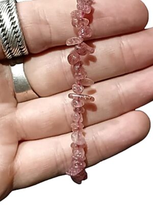 Crystal chip bracelets · Red strawberry quartz