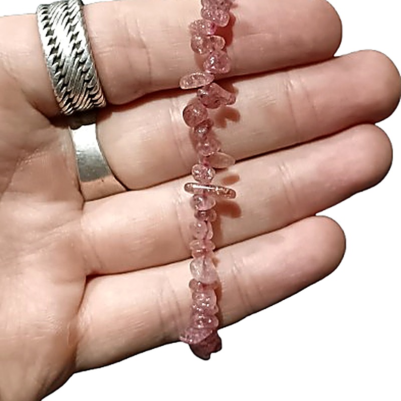 Red Strawberry Quartz chip bracelet