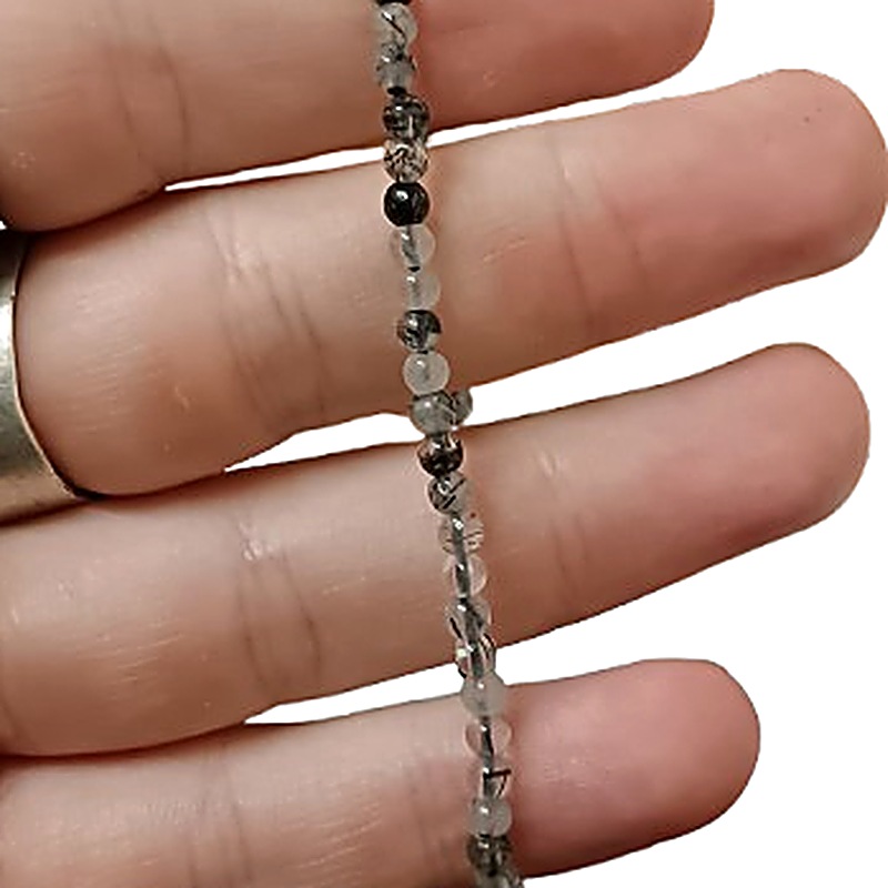 Tourmaline in Quartz 4mm bead bracelet