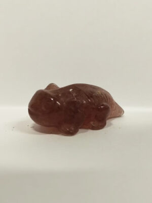 Mini Axolotl Crystal Carving · Strawberry quartz