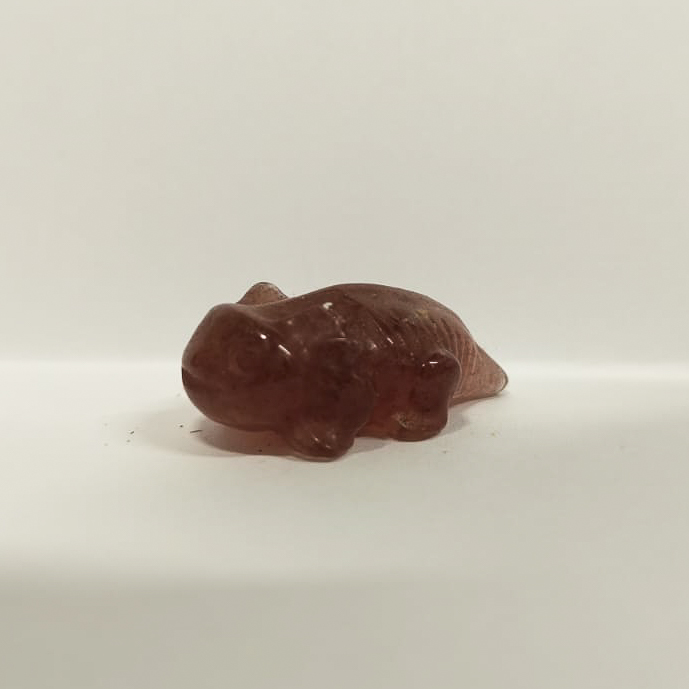 Mini Axolotl Crystal Carving · Strawberry quartz