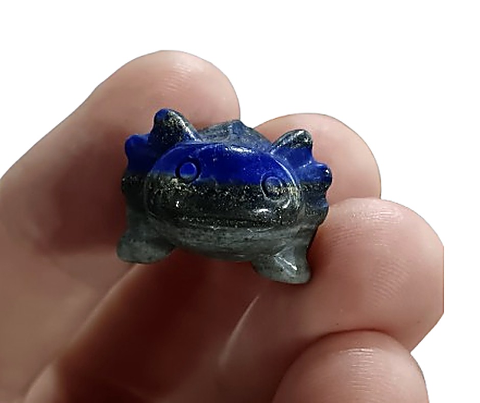 Mini Axolotl Crystal Carving · Lapis lazuli