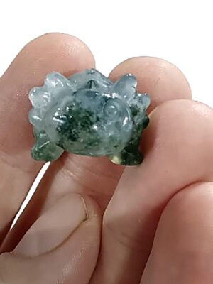 Mini Axolotl Crystal Carving · Moss agate