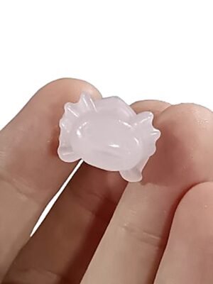 Mini Axolotl Crystal Carving · Rose quartz