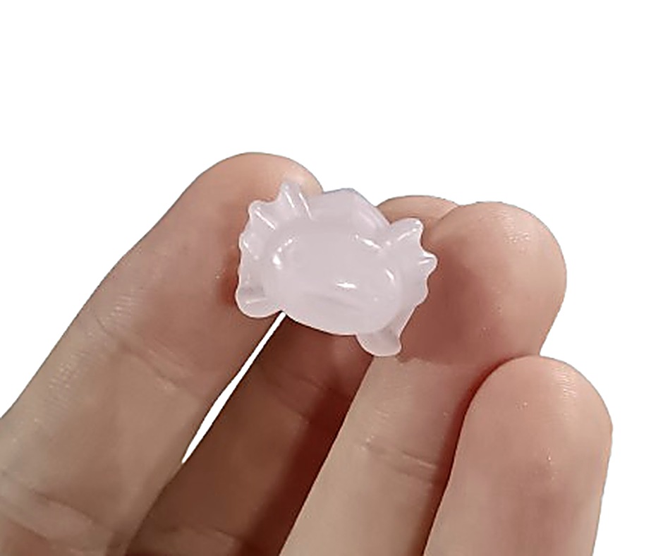 Mini Axolotl Crystal Carving · Rose quartz