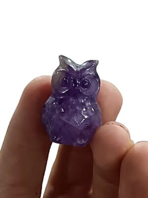 Mini Crystal Owl Carving · Amethyst