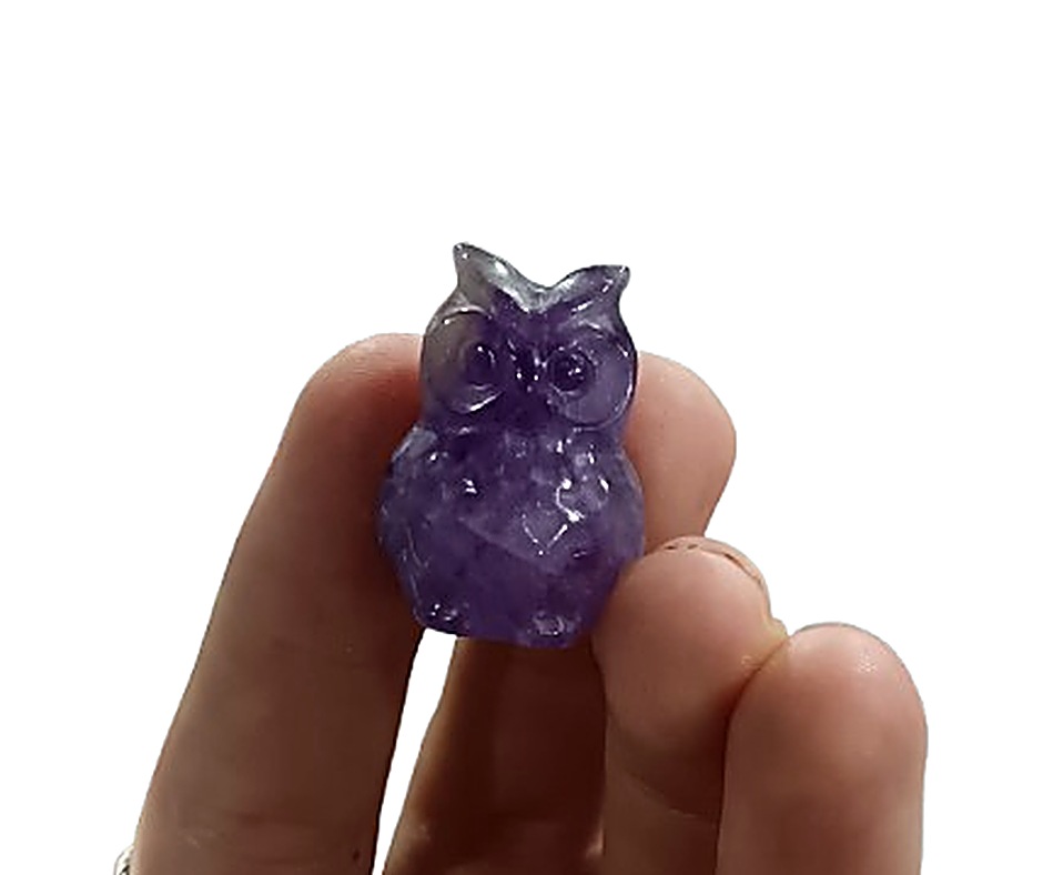 Mini Crystal Owl Carving · Amethyst