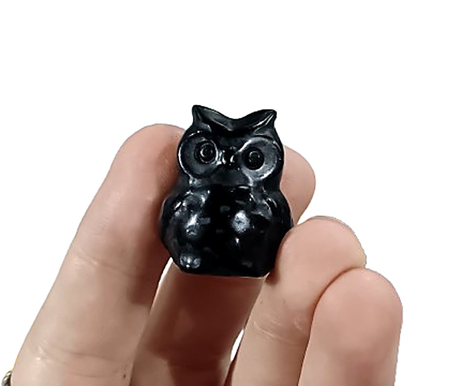 Mini Crystal Owl Carving · Obsidian