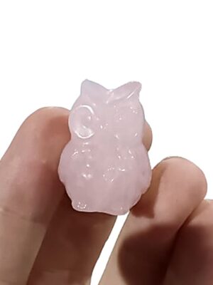Mini Crystal Owl Carving · Rose quartz