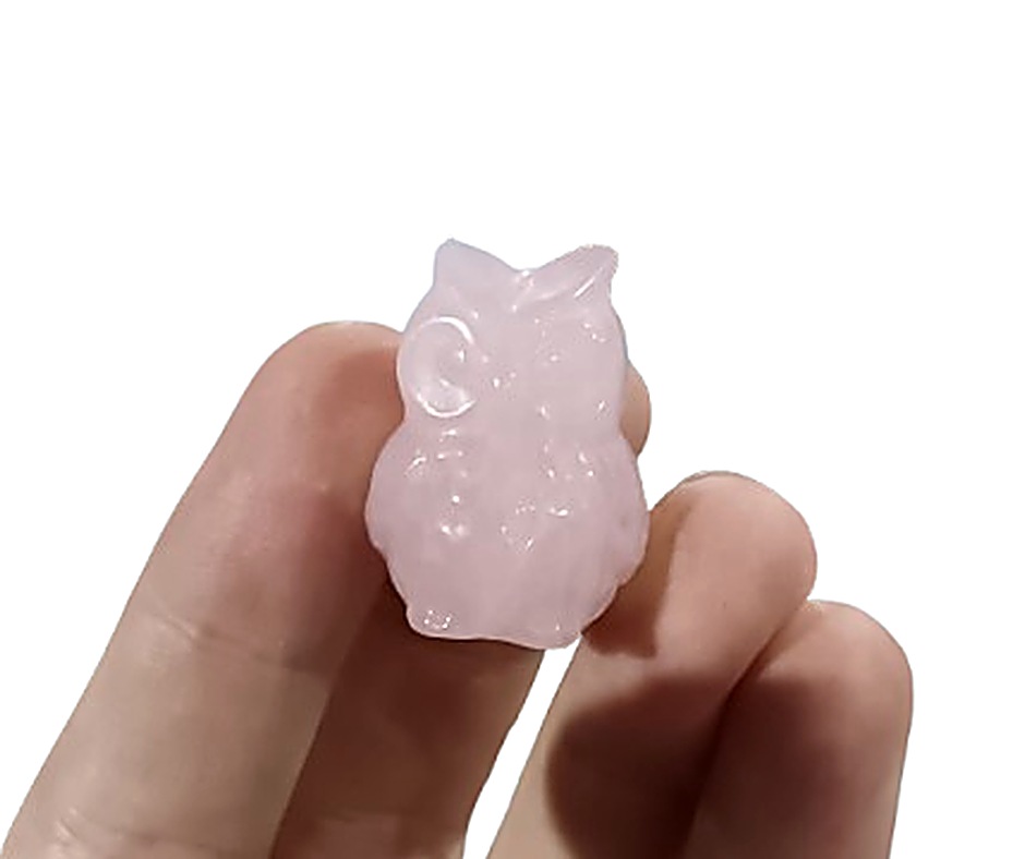 Mini Crystal Owl Carving · Rose quartz