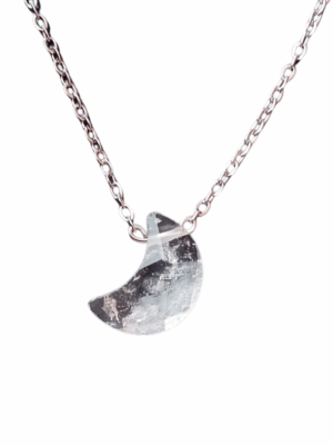 Crescent Moon Silver Crystal Pendant