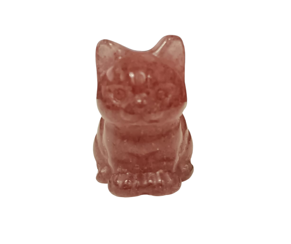 Mini Crystal Cat · Strawberry Quartz