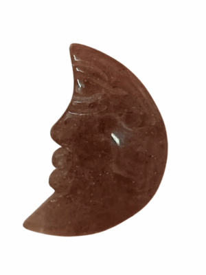 Crystal Crescent Moon with Face · Strawberry Quartz
